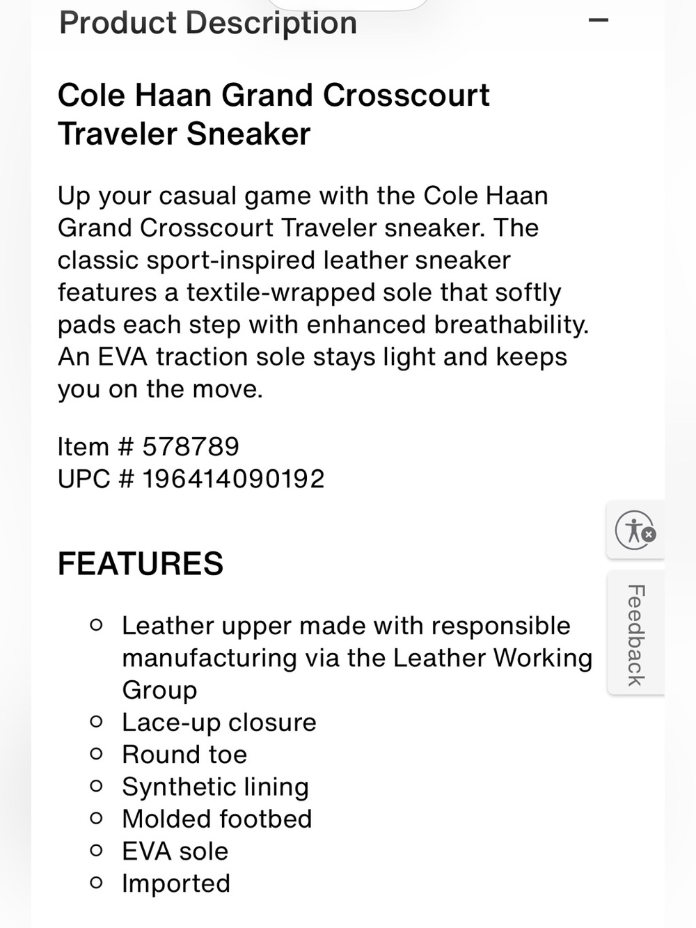 Cole Haan Grand Crosscourt traveler white leather Sneaker, Size 7B New - Picture 5 of 13